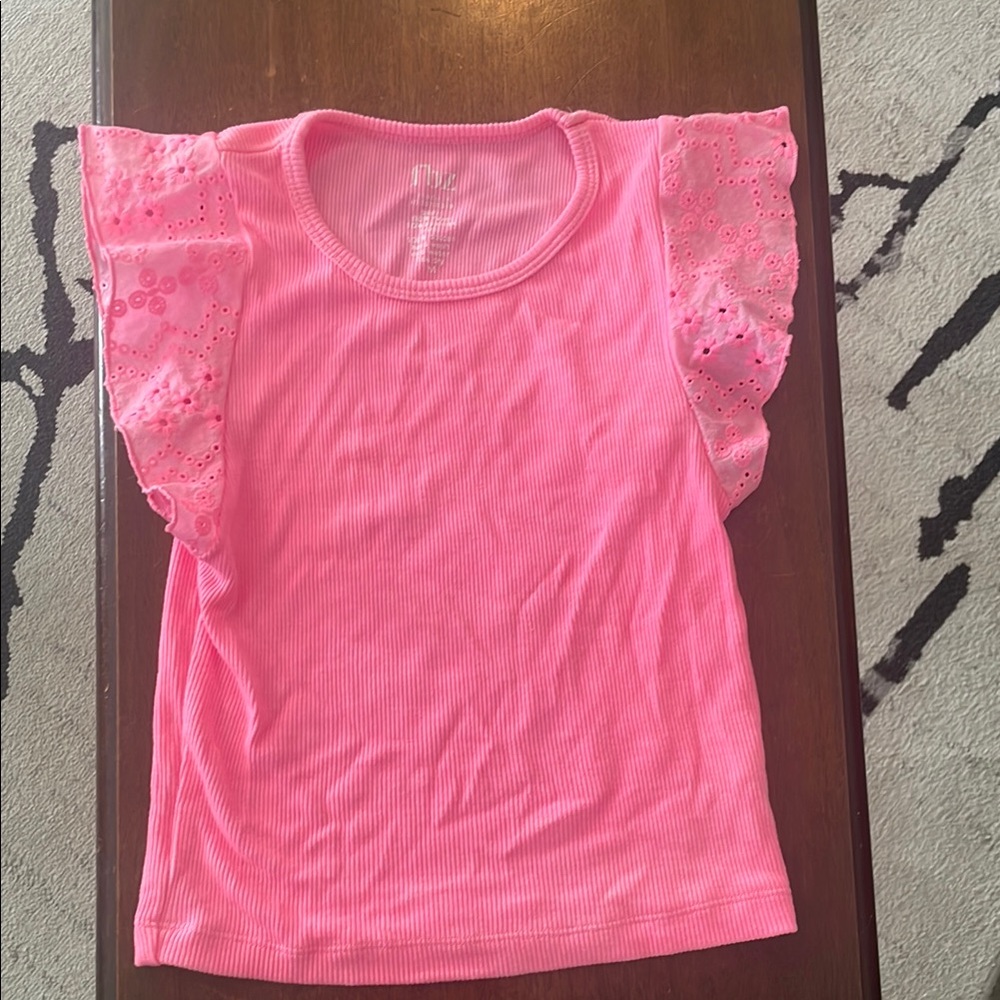 Flowers By Zoe Pink Eyelet Sleeve Kids Top